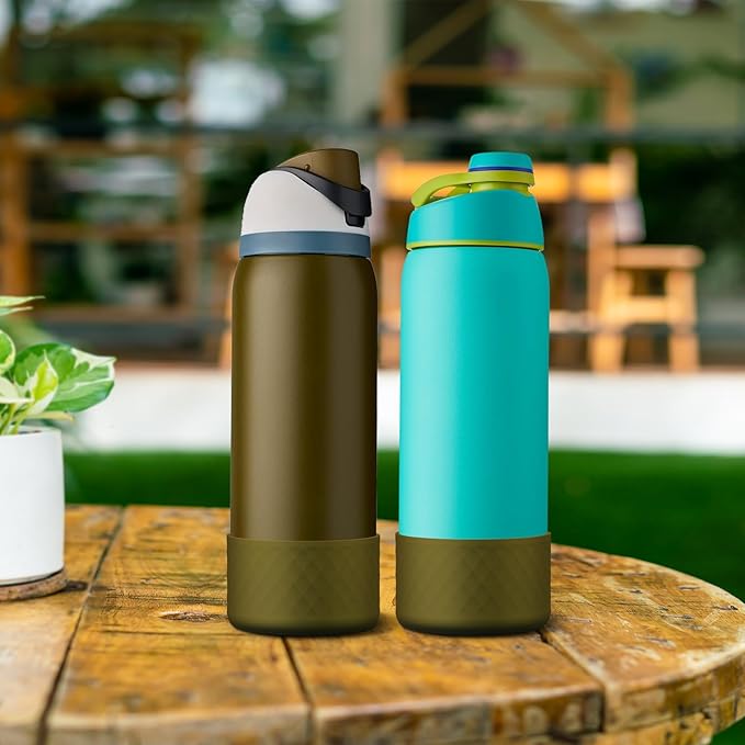 2PCS Silicone Water Bottle Boot for Owala 24oz 32oz 40oz, Anti-Slip Protective Sleeve Bottom Bumper Protector for FreeSip, Twist, and Flip Stainless Steel Water Bottles