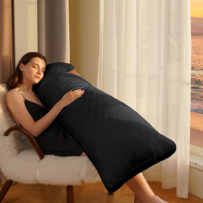 Ubauba Memory Foam Body Pillow, Full Large Body Pillows for Adults, Firm & Fluffy Long Bed Pillows for Sleeping (20x54 inch, Black)