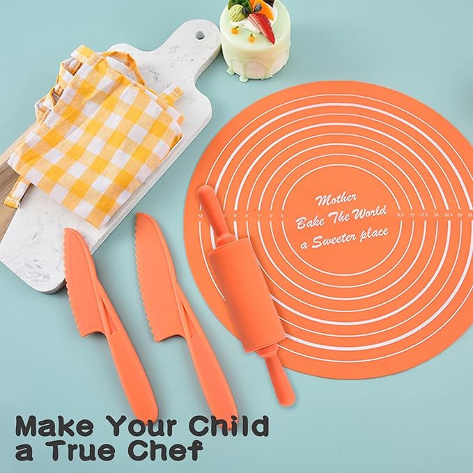 Cooking Set for Kids, 46 Piece Real Cooking Kids Baking Set with Organizer Carrying Case Girls, Kitchen Tools Kids Knife Set for Kid, Toddler, Gift, Toys