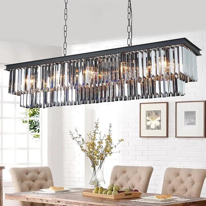 Crystal Chandeliers for Dining Room 39" 10 Lights Elegant Pendant Ceiling Lighting Fixture Chandeliers