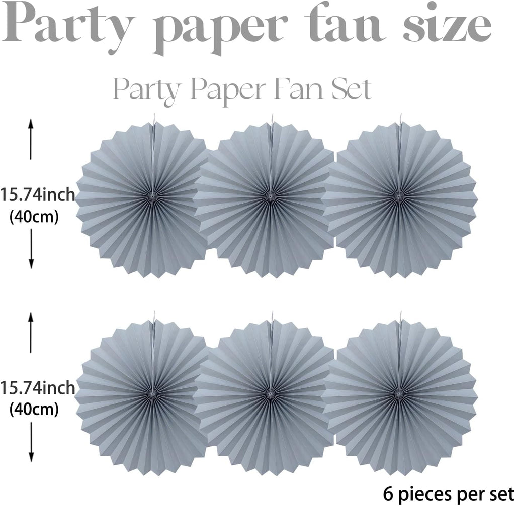 Gray Party Decorations,Wedding Decorations for Party Events Accessories,Anniversary Decorations,Birthday Decorations for Men,16in Hanging Paper Fans 30 Color DIY Set(Gray)