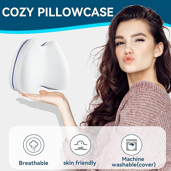 Knee & Leg Pillows Foam Support Pillow for Sleeping for Back Pain,Leg Pillow for Sleeping On Side, Memory Foam Cushion Knee Support Pillows,Pregnancy Pillow Removable and Washable Cover