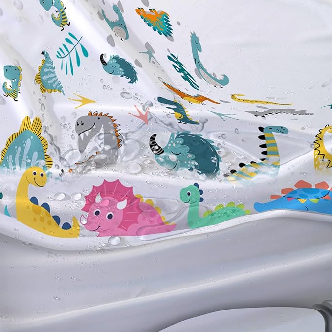 AILONEN Cute Dinosaur Shower Curtain for Kids 72" W*78" H Inch,Funny Dinosaur Animals Playing Water Shower Curtains,12 Pack Hooks Polyester Waterproof Fabric Decor for Bathroom Bathtub Panels