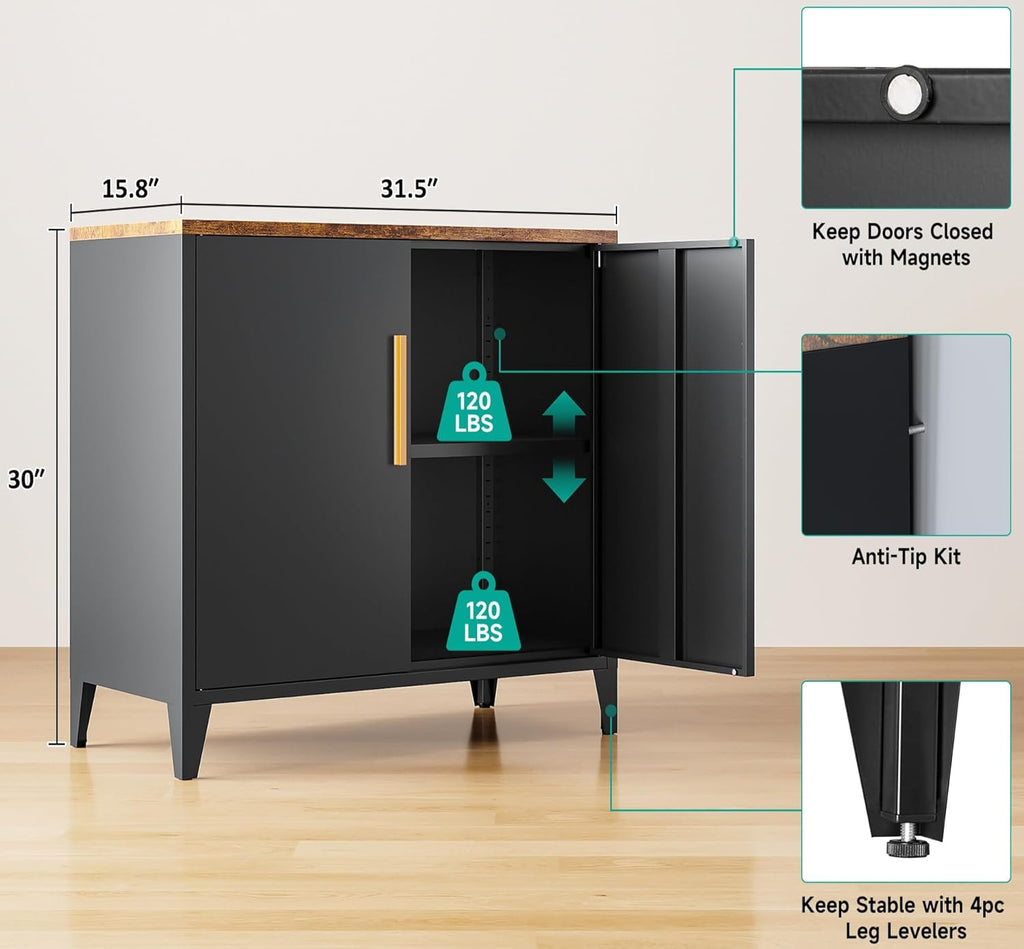 SISESOL Black Storage Cabinet with Doors and Shelves,30 inch Pantry Cabinet Sideboard with Leg,Small Accent Cabinets with Storage,Side Floor Cabinets for Home,Kitchen,Coffee Bar,Dining/Living Room