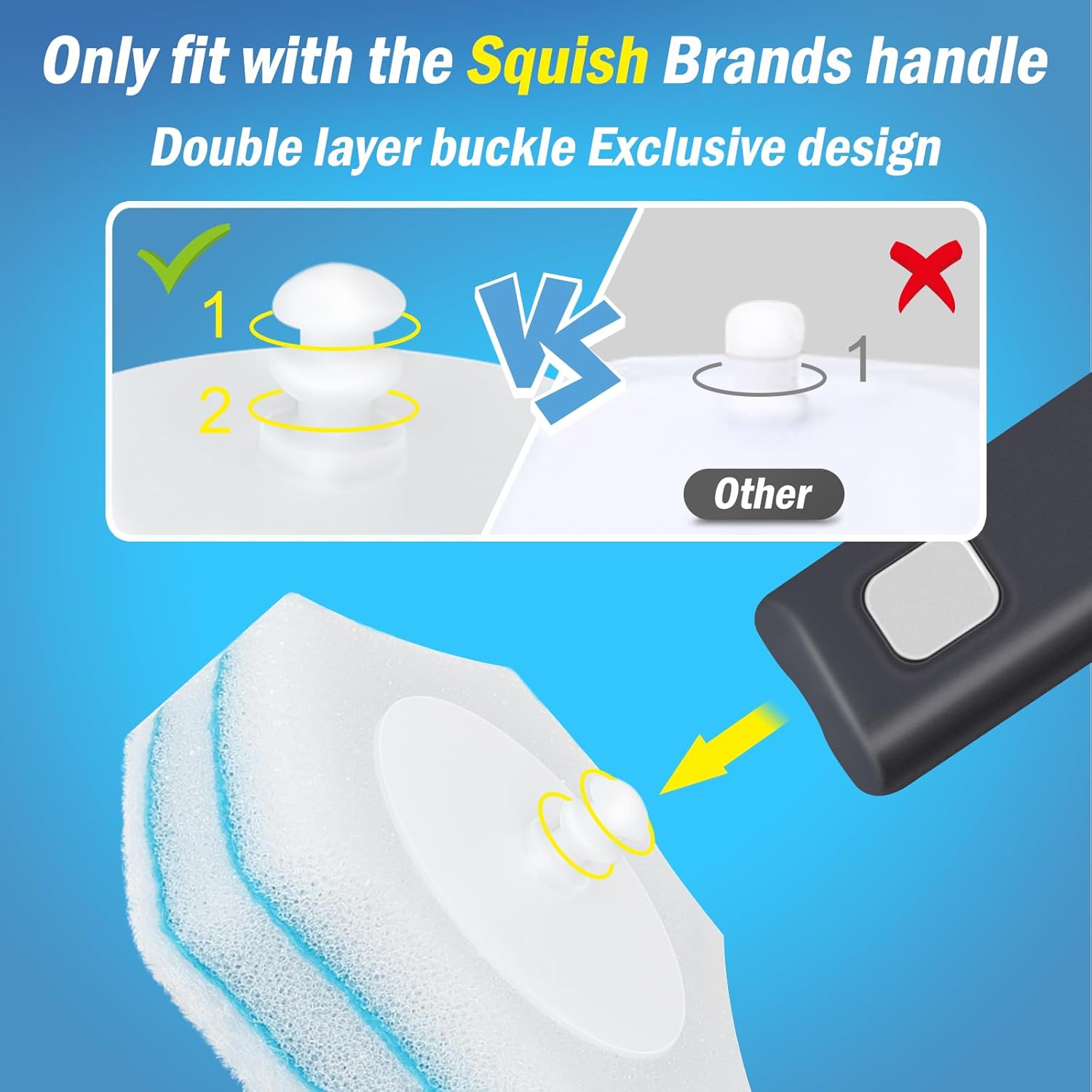 squish Disposable Toilet Brush with 16 Refills, Wall-Mounted No-Drill Adhesive Holder, Toilet Cleaning Kit for Bathroom - Space-Saving & Easy to Use