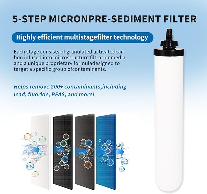 2PCS 10'' ceramic water filter Candle,10 inch water filter replacement filters with Activated Carbon for Countertop Gravity Water Filter System,Water Cooler Filtration Systems.