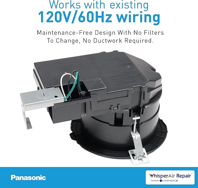 Panasonic FV-01VCN1 WhisperAir Repair, Filterless Air Purification Device with NanoeX Technology, Remove Odors, Allergens, Pollen, Dander, and Dust