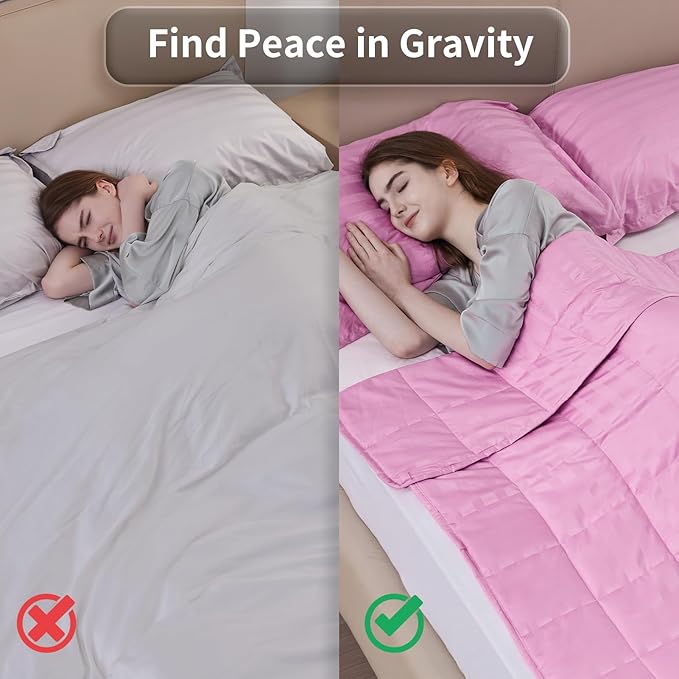 Weighted Blanket for Adult,15lbs Heavy Weighted Blanket 48"x72" Breathable Cooling Summer Blankets, Ultra Soft Cotton Comfort Throw Blanket with Glass Beads for All-Season (Pink)