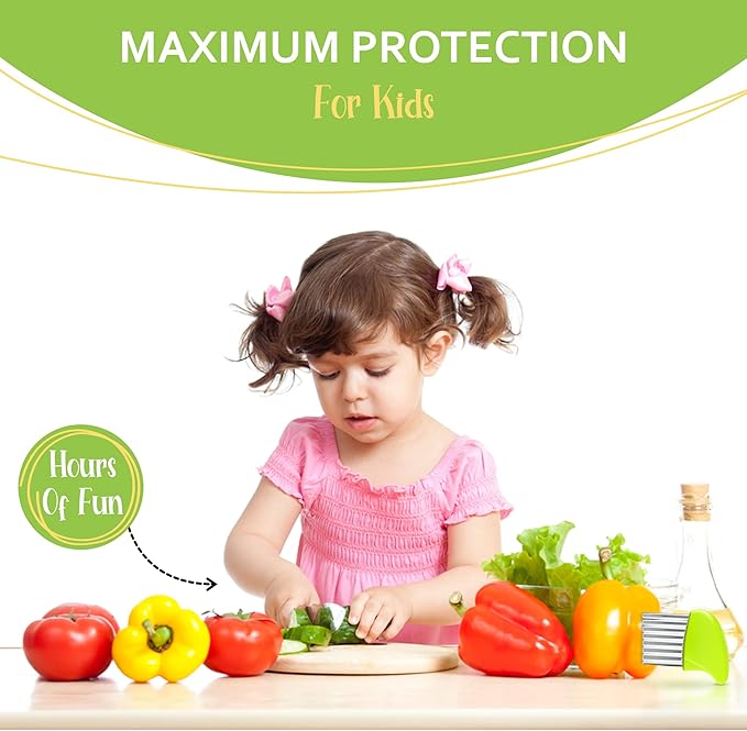 Toddler Knife Set for Real Cooking 4-Pcs Nylon Kids Knife Set with Crinkle Cutter - Kid Safe Knives in 3 Sizes for Cutting Fruit, Lettuce and Bread - Serrated Edges, Firm Grip