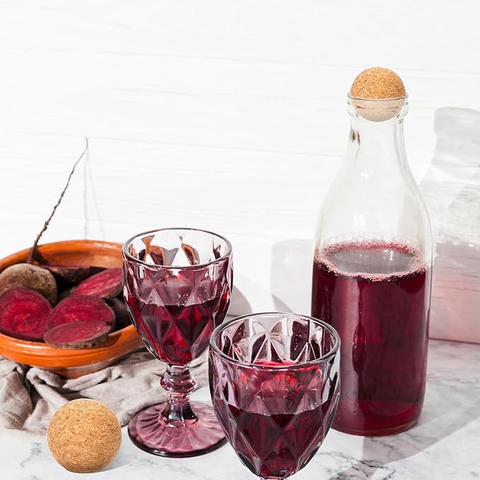 2 Pieces Decanter Stopper, Wine Cork Ball Wooden Cork Ball Stopper for Wine, 2 Inch/ 5.3 Cm Glass Decanter Cork Stopper, Decanter Carafe Bottle Replacement Ball Cork Glass Jar Decanter Ball Stopper