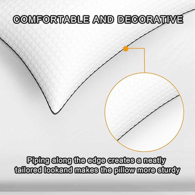 Bed Pillows for Sleeping Queen Size Set of 4,Cooling Breathable Pillows for Side and Back Sleepers Down Alternative Filling Luxury Soft