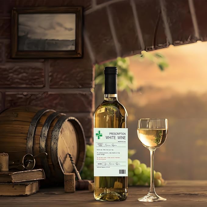 24Pcs Prescription Wine Bottle Label, Wine Prescription Medical Alcohol Bottle Gift Funny Drinks Sticker Label Party Decorations Waterproof Wraps Sticker for wine Bottle Sticker