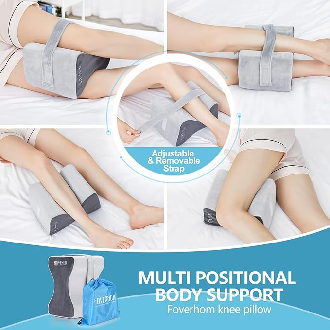 foverhom Memory Foam Knee Pillow,Orthopedic Leg Pillow for Sciatica Relief,Back Pain, Pregnancy, Leg Pain, Hip Pain and Sciatica Relief