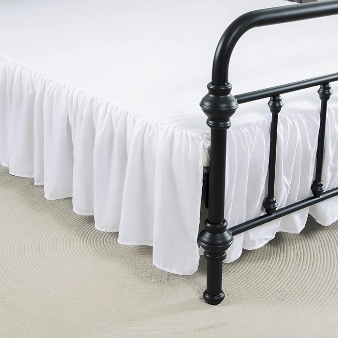 Bed Skirt King Size Ruffled Bed Skirts with Split Corners, 22 Inch Drop Dust Ruffle Bed Skirt with Platform, White, King - 22" Drop
