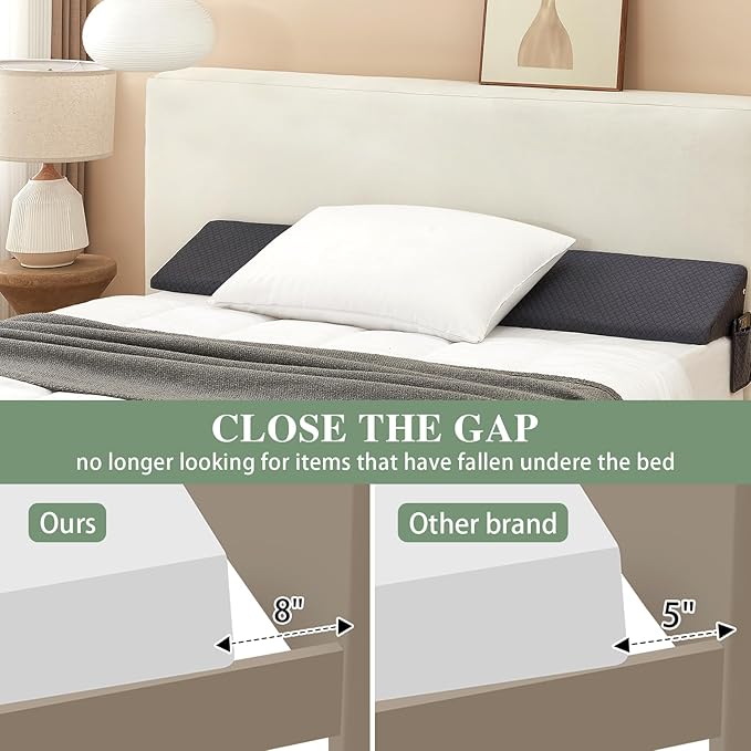 Full Size Bed Wedge Pillow - for Headboard Gap/Headboard Pillow/Mattress Wedge /Bed Gap Filler (54"x10"x6") - Bloster Triangle Pillow for Sleeping To Fill Gap (0-8") Between Headboard and Mattress