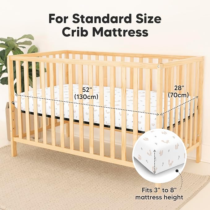 2-Pack Waterproof Crib Sheets for Boys,Girls-Viscose Derived from Bamboo Crib Sheets Neutral,Crib Mattress Protector Sheet,Soft Toddler Bed Sheets,Fitted Baby Crib Sheets Girl,Boy(Nibbles/Bruce)