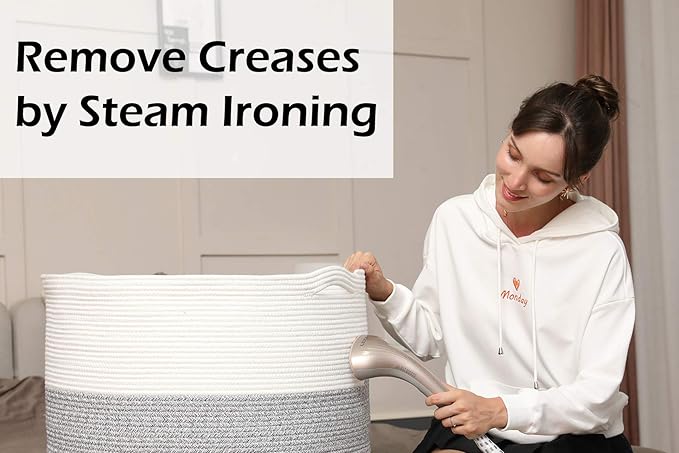 24" x 24" x 17" Max Size Large Cotton Rope Basket, Extra Large Storage Basket, Woven Laundry Hamper, Cloth Storage Bin, for Blankets Clothes Towels Pillows in Living Room, Grey Mix