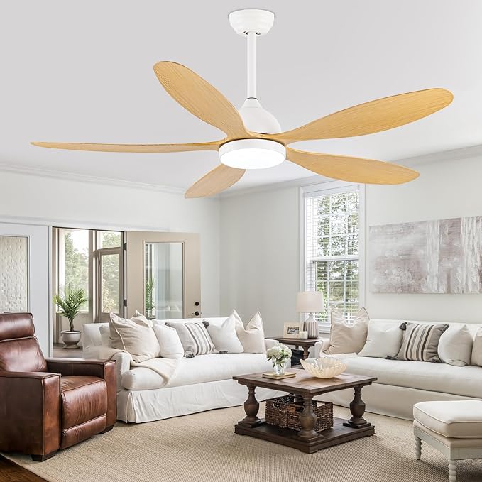 Modern Ceiling Fans with Lights Remote Control, Farmhouse Fandaliers with LED Light Kit and 5 ABS Fan Blades,52 Inch Ceiling Fan Chandeliers for Living Room, Kitchen, Bedroom
