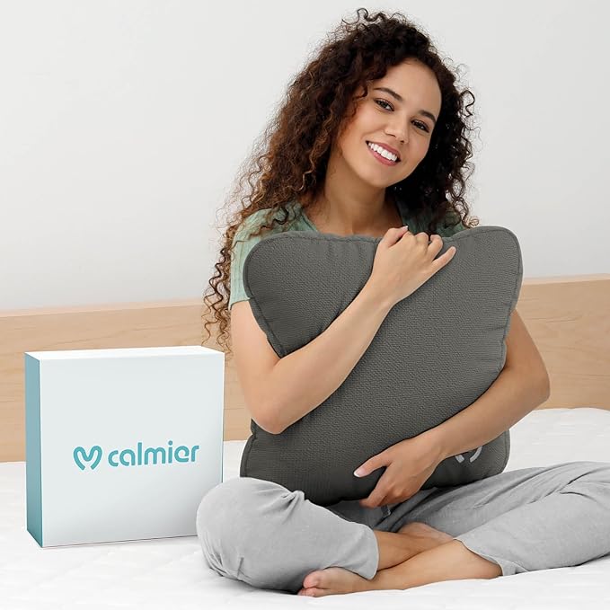 Calmier - 6 lb Sensory Weighted Pillow - Glass Bead Filled Hug Pillow - Ultra Plush Cozy Weighted Pillows for Adults and Kids - Child Sensory Pillow - Weighted Lap Pad (Charcoal Gray - Fleece, 6 LBS)