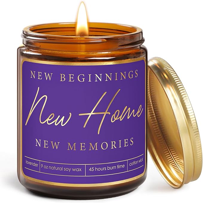 Housewarming Gifts,New Home Gift Ideas with Soy Candle,House Warming Gifts for New Apartment,Welcome Home Gift Idea for New Homeowner,Real Estate Closing Gifts,Moving Away Party Favors - Purple