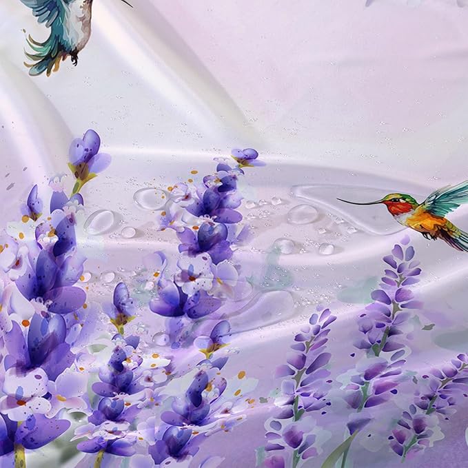 AILONEN Waterproof Floral Shower Curtain for Bathroom,Purple Wisteria Lavender Flowers Shower Curtain,Botanical Floral Decor Bathroom Polyester with Grommets and Hooks 48" W*72" H