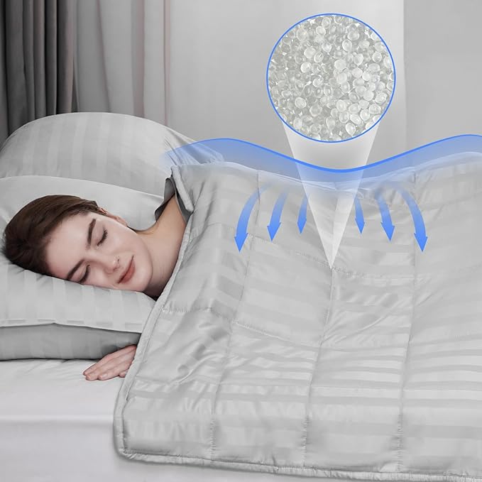 Weighted Blanket for Adult,20lbs Heavy Weighted Blanket 60"x80" Breathable Cooling Summer Blankets, Ultra Soft Cotton Comfort Throw Blanket with Glass Beads for All-Season (Light Grey)