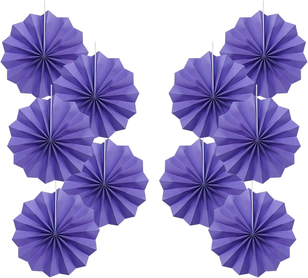 Purple Party Decorations,Purple Bridal Shower Decorations,Halloween Decor Events Accessories,Retirement Decorations Paper Fans Bulk 8in,Anniversary Decorations for Party 30 Color DIY Set(Purple)