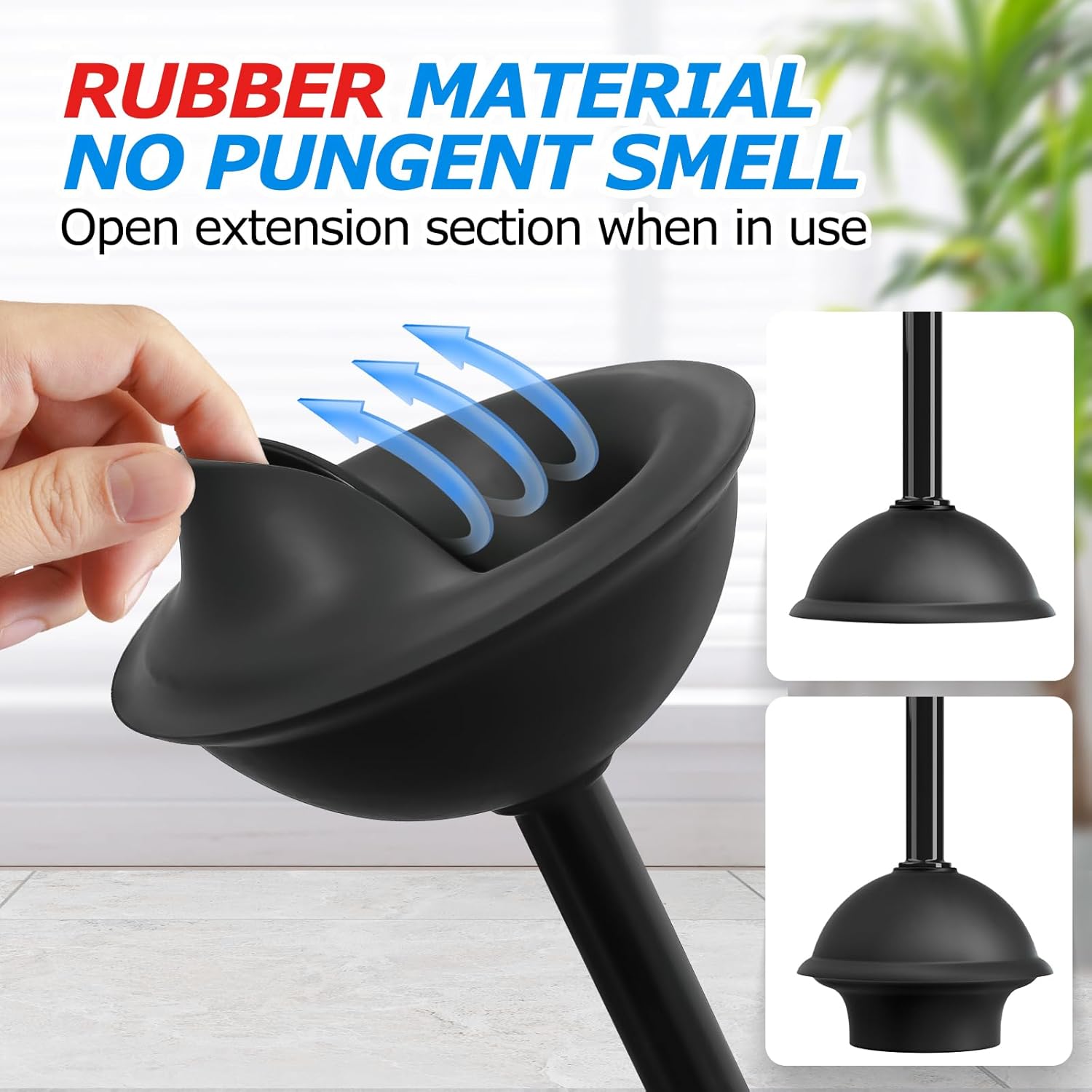 2Pack 2 in 1 Toilet Brush and Plunger Set, Extended Handle Plunger,Toilet Bowl Brush Plunger Set,Clean Gloves,Cleaning Tools,Cleaning Brush,Cleaning Supplies,Toilet Brush Plunger Combo,Black