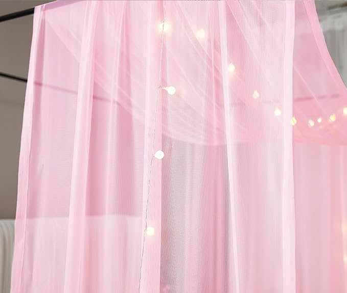 Akiky Bed Canopy Curtains for Girls Elegant Canopies Curtain Scarf with Light Great as Room Decor,Wedding decortion,Window Valance Curtain (Twin,Pink)