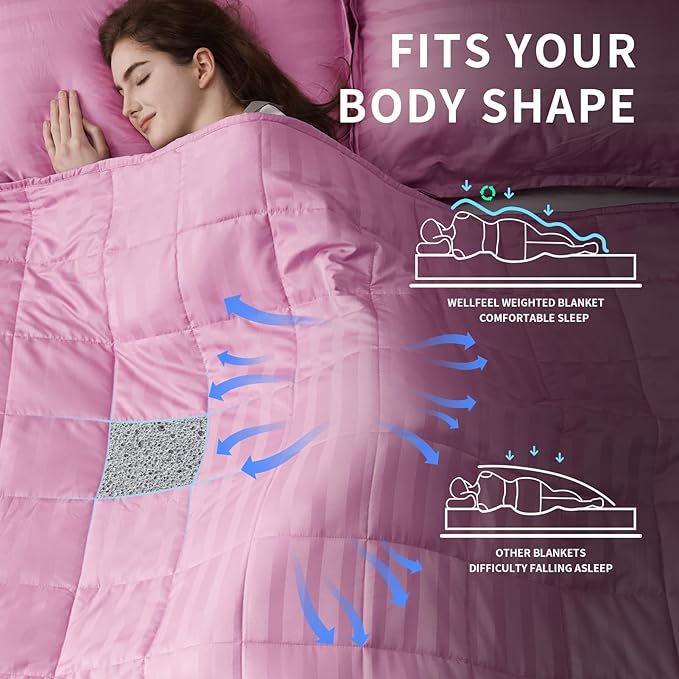 Weighted Blanket for Adult,20lbs Heavy Weighted Blanket 48"x72" Breathable Cooling Summer Blankets, Ultra Soft Cotton Comfort Throw Blanket with Glass Beads for All-Season (Pink)