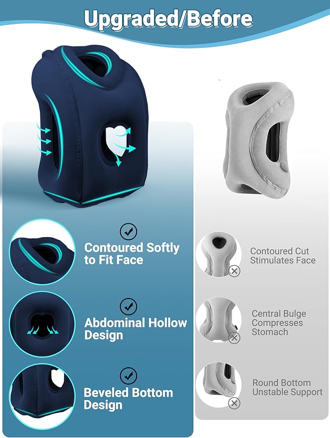 Maliton Inflatable Travel Pillow for Airplane Comfortable Sleeping to Relieve Neck and Shoulder Pain, Support Head Inflatable Pillow for Long Flights, Used for Airplanes, Cars, Trains, Office(Blue)