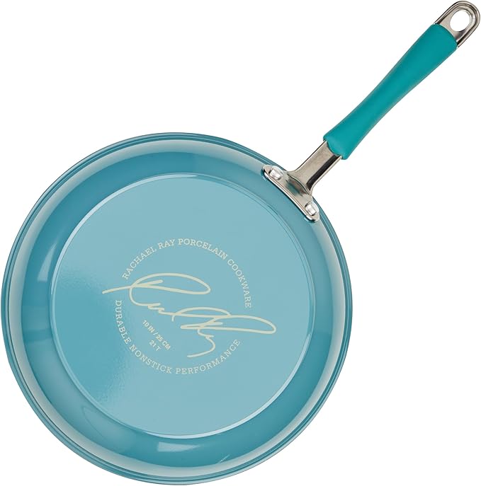 Rachael Ray Cucina Nonstick Cookware Pots and Pans Set, 12 Piece, Agave Blue