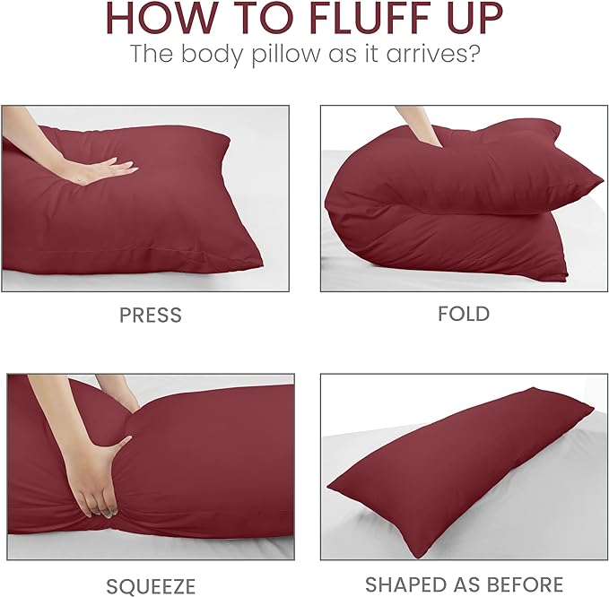 Utopia Bedding Full Body Pillow for Adults (Burgundy, 20 x 54 Inch), Long Pillow for Sleeping, Large Pillow Insert for Side Sleepers