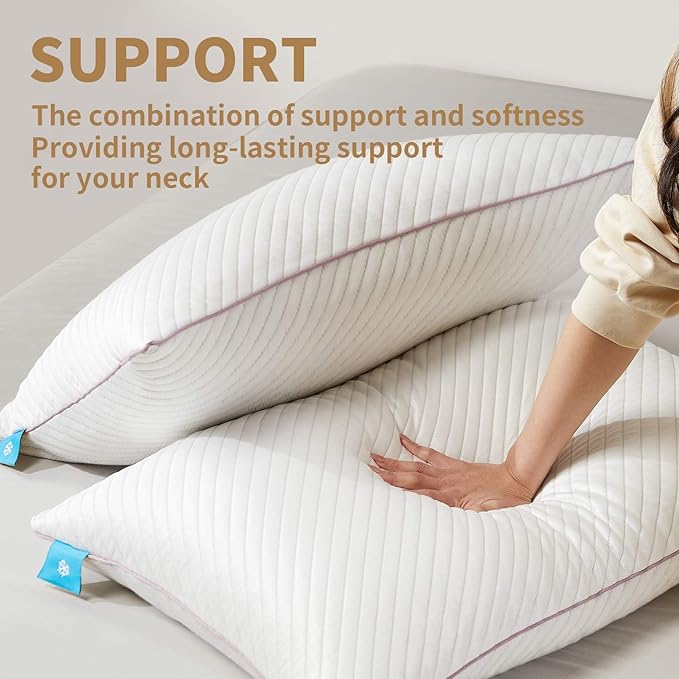 Pillows King Size Set of 2 Cooling Shredded Memory Foam Pillows for Bed