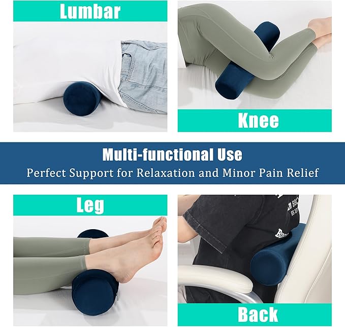 BALAPET Cervical Neck Pillow Adjustable Neck Roll Pillow for Comfortable Sleeping,Neck Support Pillow with Detachable Pad for Body Lumbar Knee Leg Relieve Muscle Tension Spine Alignment(navy blue)