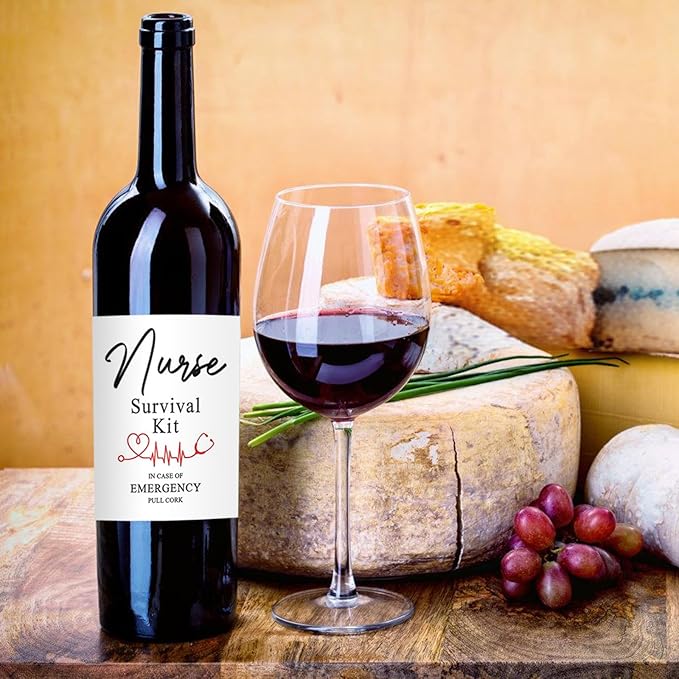 24 Pcs Nurse Wine Labels, Nurses Nursing Graduation Party Decorations Gifts for Her Women, Nurse Appreciation Graduation Retirement Gifts, Nurse Survival Kit Wine Bottle Stickers Labels