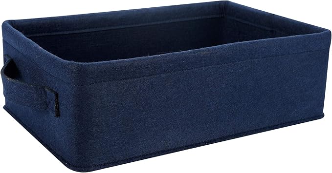 Decorative Storage Basket Collapsible Felt Bins Fabric Baskets Storage Organizer for Underwear Socks Bra Towel Toiletry Baby Products Storage Basket Navy Blue