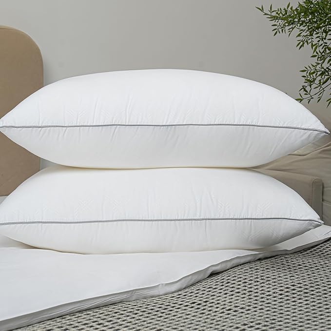 Pillows for Sleeping 2 Pack Bed Pillow Set of 2 for Side Back and Stomach Sleepers Down Alternative Filling Luxury Soft (White, Queen(2 Pack))