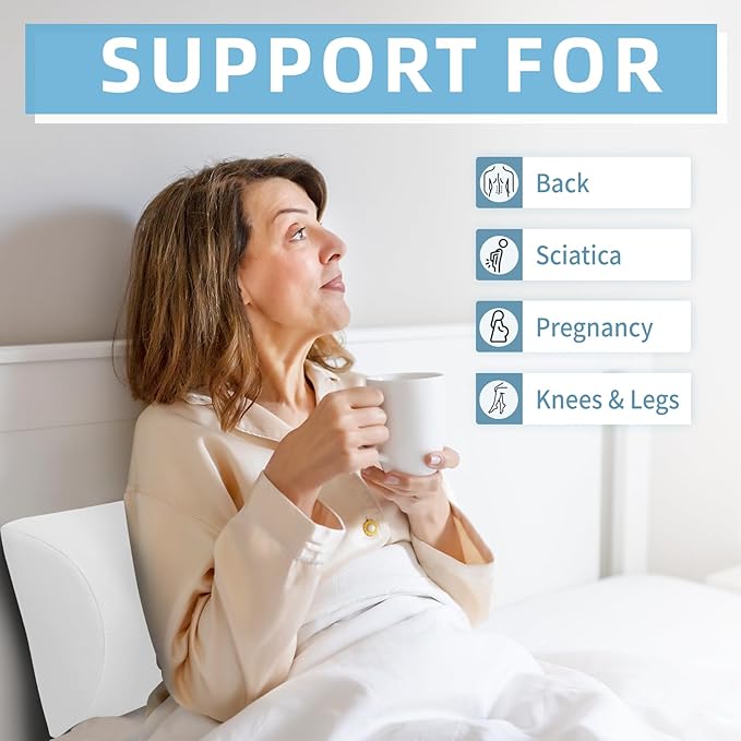 Under Knee and Leg Pillow for Back Sleeping - Half Moon Bolster Pillow for Lower Back and Head, Semi Roll Round Lumbar Support Pillow for Side, Back, Stomach Sleepers (White)