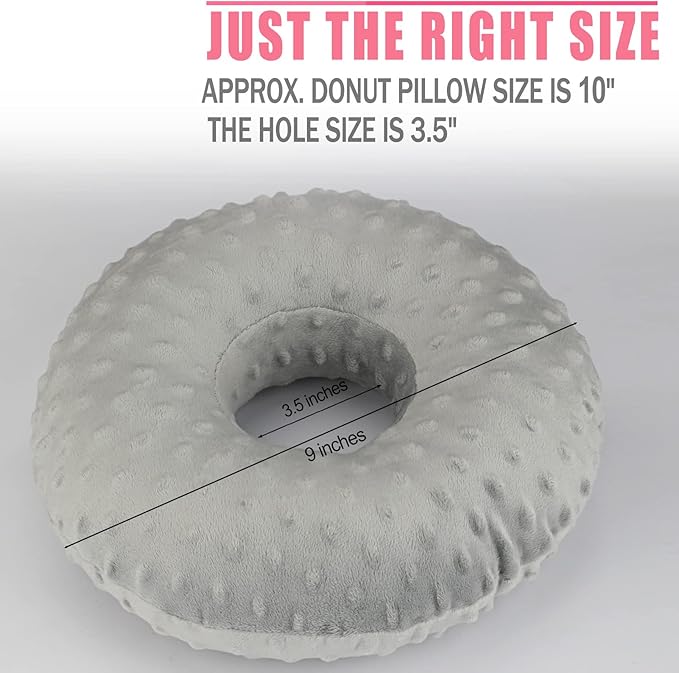 Ear Hole Piercing Pillows for Ear Pain Side Sleeping CNH Pillow Pressure Sore Pain Relief Ear Guard Protector Lifesaver Tinnitus Support Neck Head, Minky Dot Gray