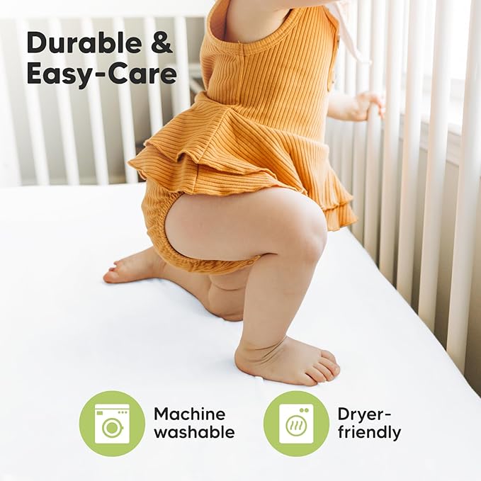 2-Pack Crib Sheets for Boys,Girls - Viscose Derived from Bamboo Fitted Crib Sheet, Organic Baby Crib Sheets, Crib Mattress Sheet,Toddler Bed Sheets,Baby Sheets for Crib Fitted Sheets(Soft White)