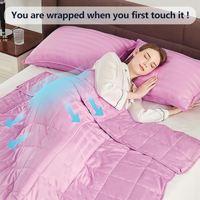Weighted Blanket (36"x48" 5lbs) Weighted Blanket Cooling Blanket for Sleeping,Throw Size Breathable Blanket with Premium Glass Bead(Rose Pink)