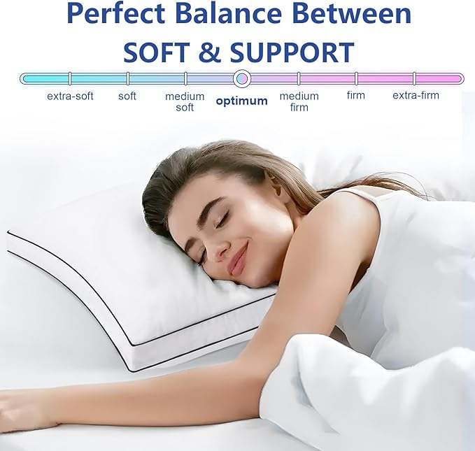 Premium Pillows Standard Size Set of 2, Fluffy and Supportive 7D Down Alternative Bed Pillow, Luxury Soft Hotel Quality Gusseted Pillow for Side Back Stomach Sleeper,Relief Neck Head and Shoulder Pain