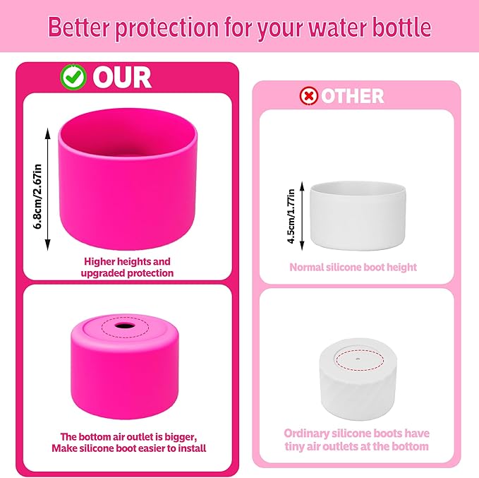 2PCS Silicone Water Bottle Boot for Owala 24oz 32oz 40oz,Anti-Slip Protective Sleeve Bottom Bumper Protector for FreeSip, Twist, and Flip Water Bottles