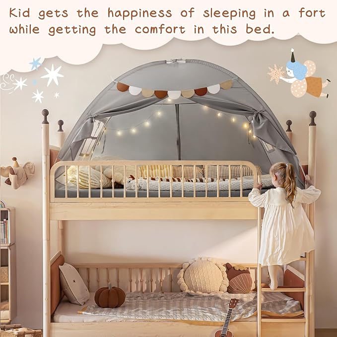 Bed Tent Bed Canopy Bunk Twin Size for Kids, Kids Tent Floor Indoor Privacy Sleeping Tents Dream Tents Indoor Drafty Room, Twin Bed Tents Blackout Space on Bed Tents Canopy Tents