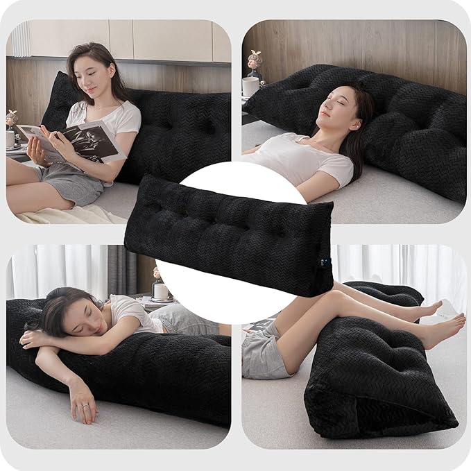 Large Bolster Triangular Headboard Wedge Backrest Positioning Support Bed Rest Reading Pillows Headboard Wedge Pillows for Day Bed Bunk Bed with Removable Cover,Full (54x8x20 Inches)