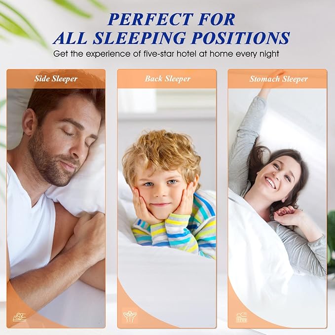 Hotel Pillows for Sleeping Standard Size Set of 2, Soft Down Alternative Pillow for Side, Back or Stomach Sleeper