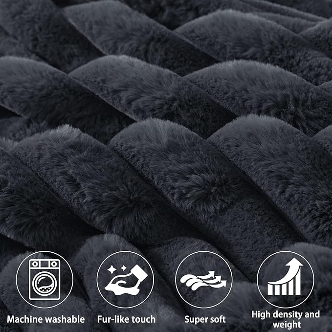 Faux Fur Headboard Pillow with 2 Pack Neck Roll Pillow Large Headboard Pillow Soft and Supportive with Removable Cover (Grey, King)