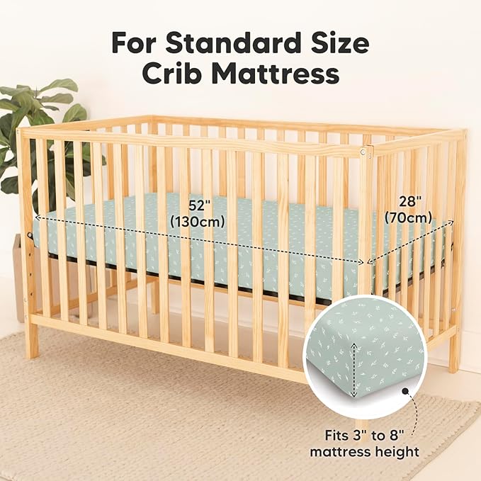 2-Pack Waterproof Crib Sheets for Boys, Girls - Viscose Derived from Bamboo Crib Sheets Neutral, Crib Mattress Protector Sheet, Soft Toddler Bed Sheets, Fitted Baby Crib Sheets Girl, Boy (Prairie)