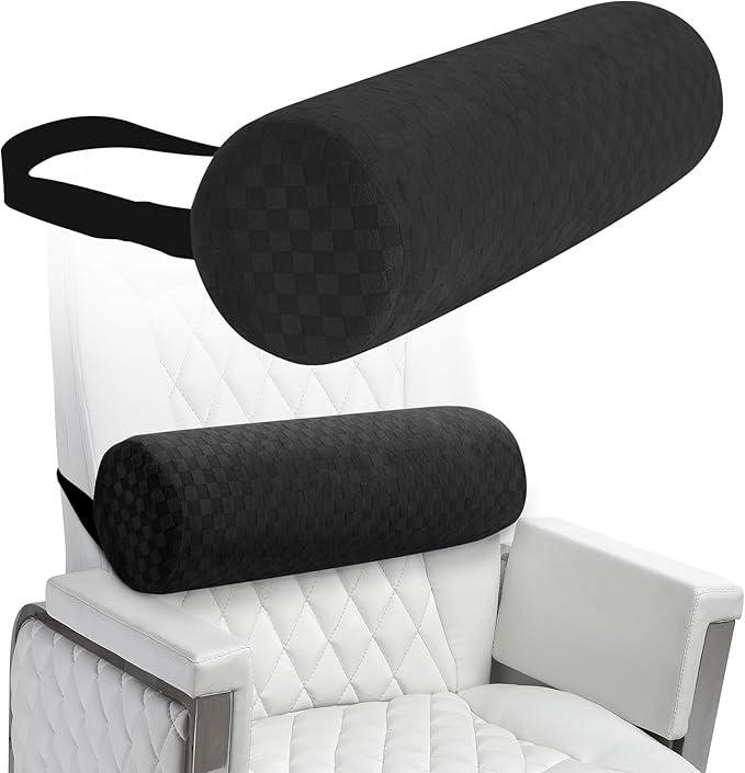 Lumbar Roll Pillow for Lower Back, Lumbar Support Foam Roll Cushion with Pillowcase and Upgraded Strap for Office, Chair, Car, Seat Pain Relief & Improving Posture (Black, Long-15 * 4.3'')